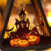 Halloween Handheld LED Lantern Portable Night Light with Pumpkin Castle Witch Pattern Battery Operated Halloween Lamp for Indoor Outdoor Party Decor