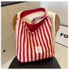 Simple Bag, Commuter Shoulder Bag, Large Capacity, High Value, Positive and Negative Dual-purpose Striped Canvas Bag