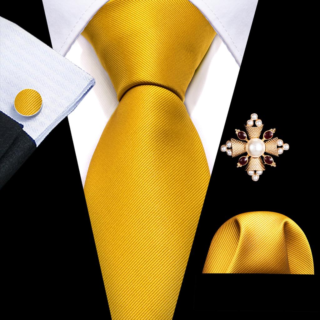 Pearl Brooch with Silk Tie for Men Vintage Floral Teal Necktie Hanky Cufflinks Gift Formal Set