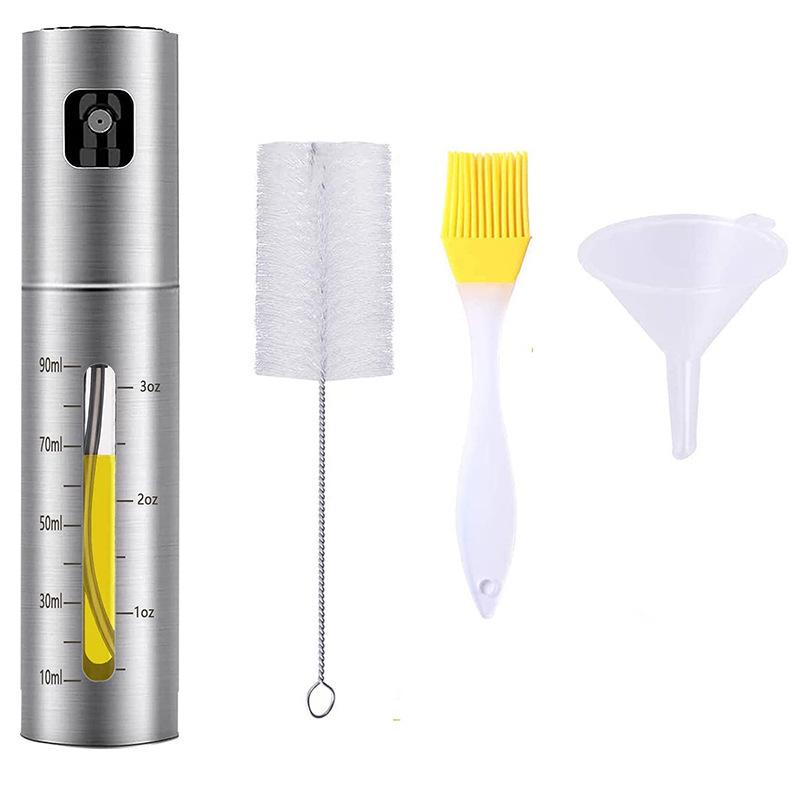 304 Stainless Steel Glass Oil Spray Bottle - Press Type for Barbecue and Cooking