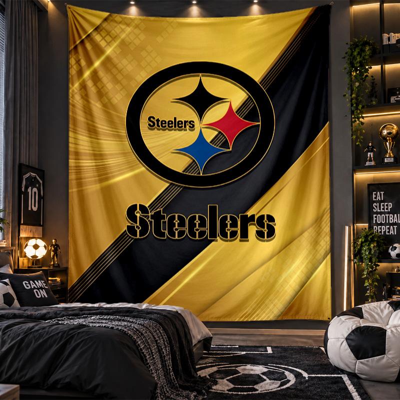 Wall Hanging Tapestry Pittsburgh Steelers Print Cloth for Living Room Bedroom Home Decor