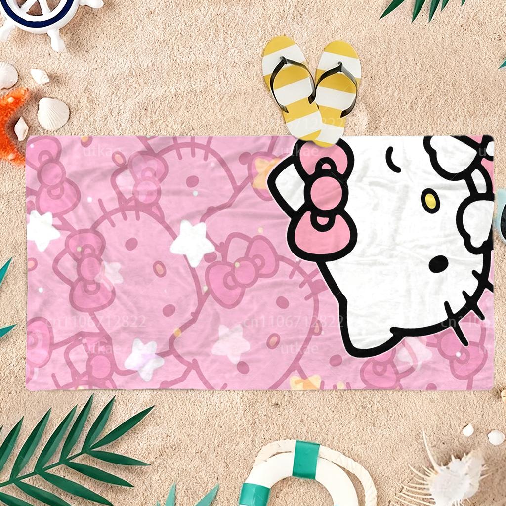 Hello Kitty Cartoon Beach Towel Quick Dry Microfiber for Travel Pool Bathroom
