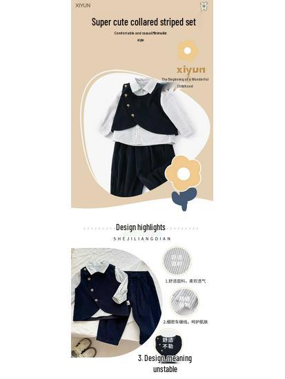 Trendige Herbst/Winter Cordweste Dreiteiliger Formeller Anzug für Babys & Kleinkinder