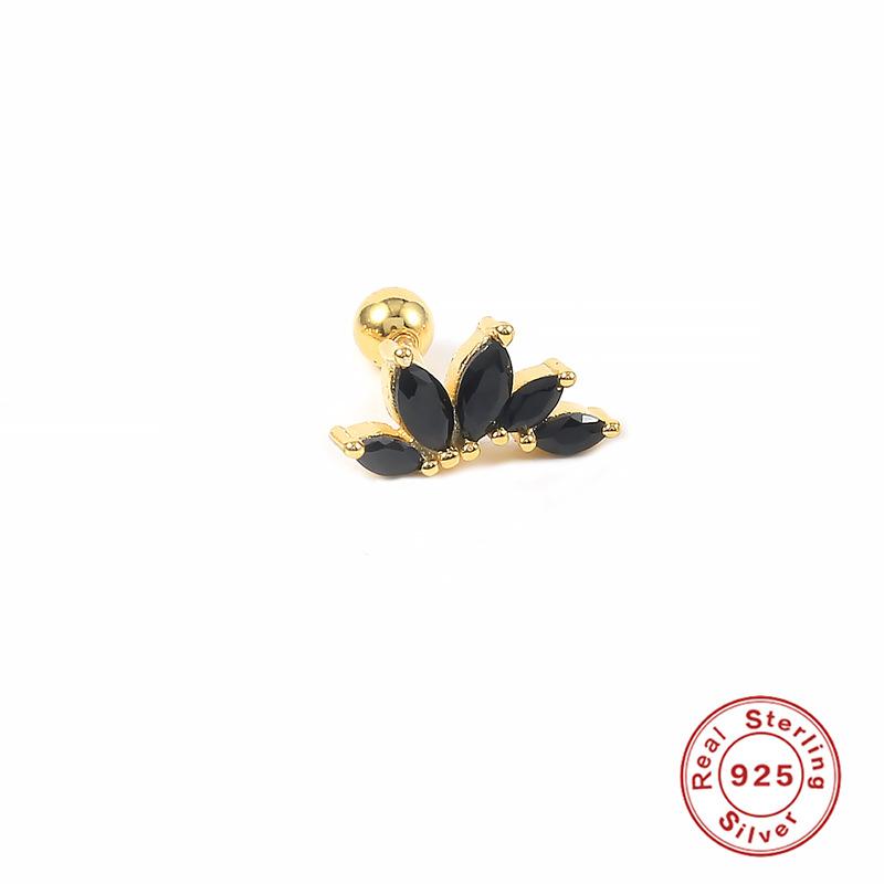S925 Sterling Silber Farbige Krone Blume Piercing Gewinde Ohrstecker Mini Zirkon Ohrstecker