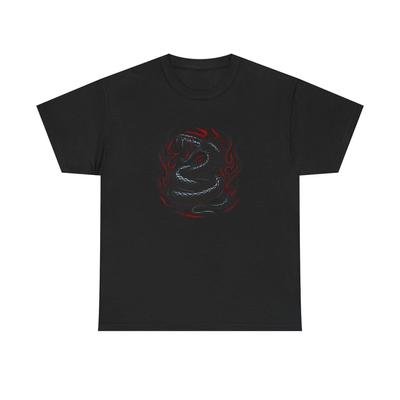 Unisex Erwachsenen T-Shirt Giftige Schlange in Tribal-Flammen