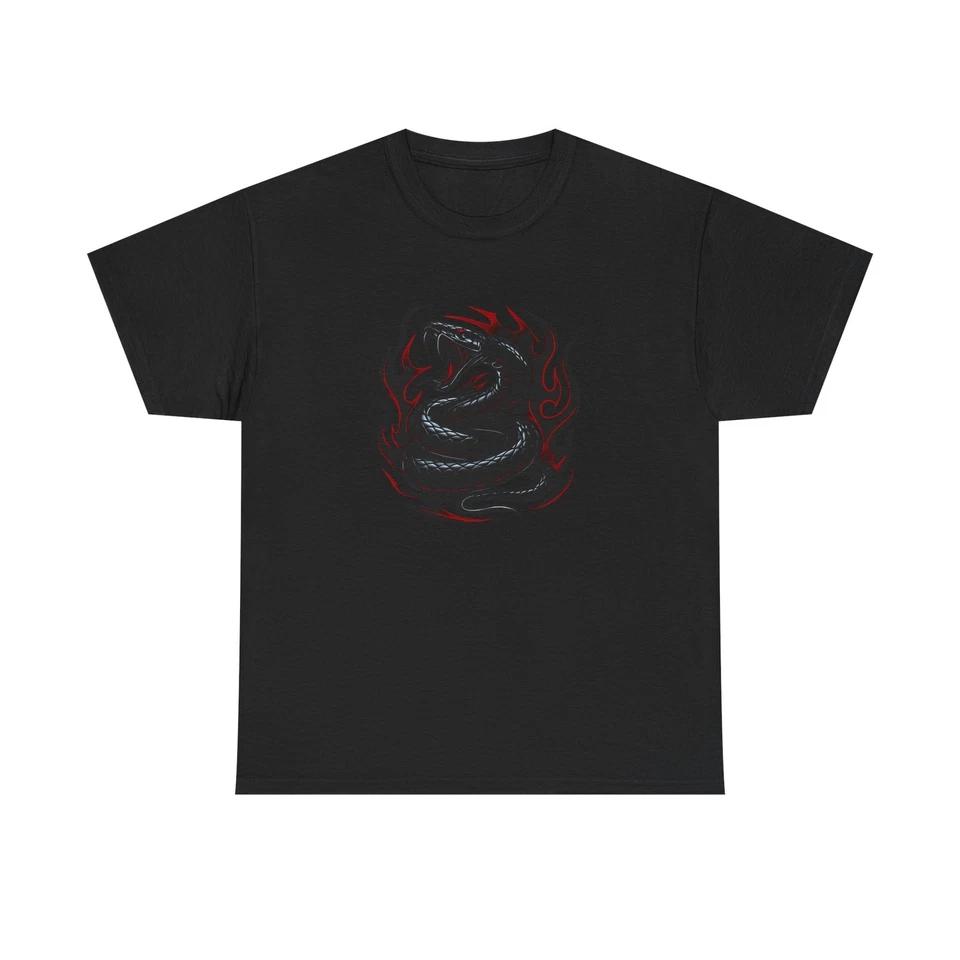 Unisex Adult T Shirt Venomous Snake in Tribal Flames L