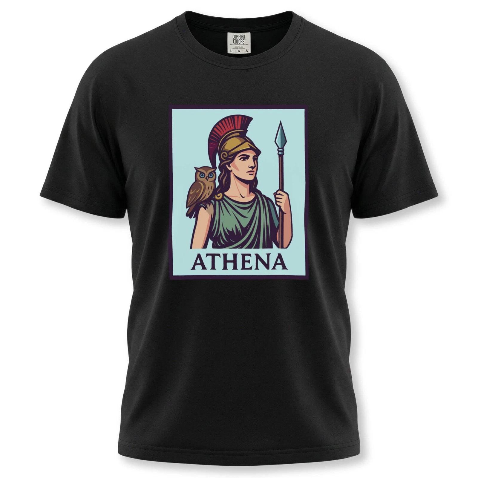 Athena Greek Goddess T-Shirt | Mythology Owl Spear Graphic Unisex Tee Shirt XS