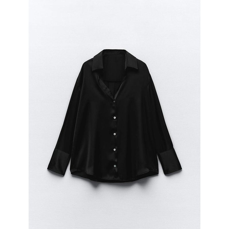 Za2024 Autumn New Women's Clothing Plaid Silk Satin Texture Classic Lapel Long Sleeve Shirt 8958581 250