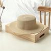 Fashionable Wide Brim Straw Hat Handwoven Straw Breathable Sunscreen Hat Flat Top Beach Sun Hat Women Summer