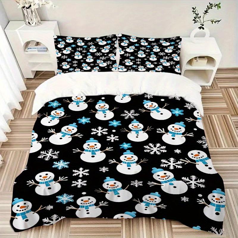 3pcs Snowman Pattern Bedding Set, Ideal for Home Use, Suitable for Bedroom Decor (1*Duvet Cover + 1/2*Pillowcases, No Core) Yy250821186