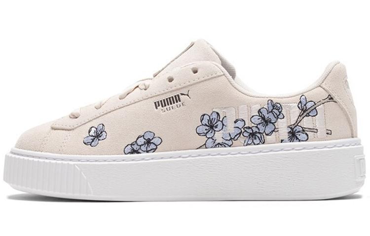 PUMA Platform Floral Flowers Casual Low Tops Skateboarding Shoes Beige Women s 370806-04 35.5