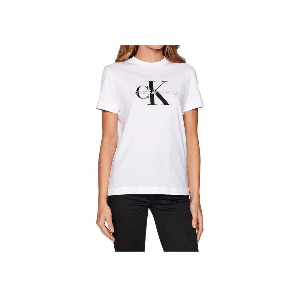 Calvin Klein Logo Print Pullover Crew Neck Short Sleeve Regular T-Shirt Women Tops White J20J219142-YAF