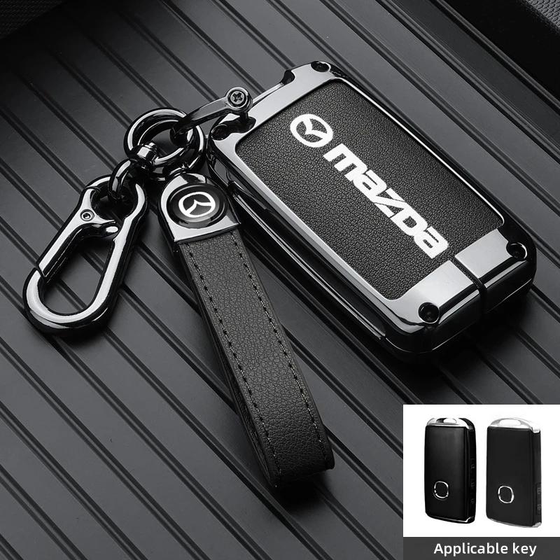 Leather Car Smart Key Case Cover Shell For Mazda 3 5 6 SKYACTIV Axela Atenza CX30 CX5 CX8 CX9 MX5 RX8 RX7 BT50 Keychain Protecto