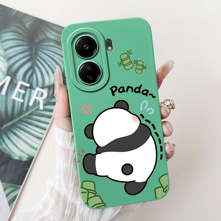 For Xiaomi Redmi 13C 4G Case Cute Cartoon Panda Capa Shockproof Silicone Phone Cover For Xiaomi Poco C65 Redmi13C 13 C 4G Bumper