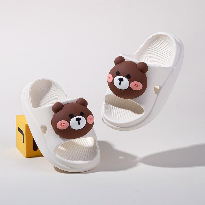 Cartoon Soft-soled Shoes - Boys and Girls Indoor Cute Flip-flops 140 коричневый