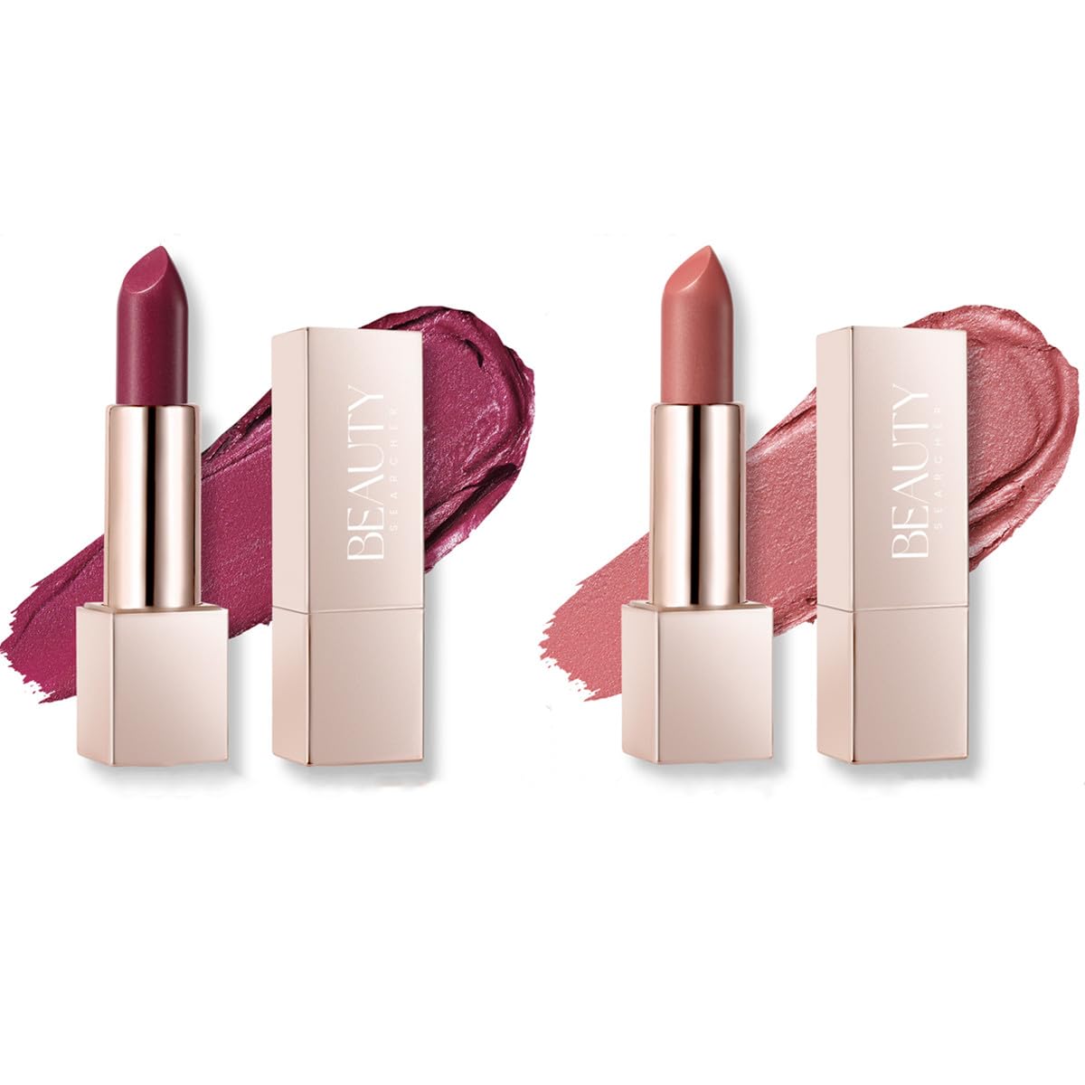 

Beauty Searcher Metallic Shine Lipstick, a moisturizing, creamy formula lip color, additive-free and vegan, a smooth, full-coverage lipstick with a