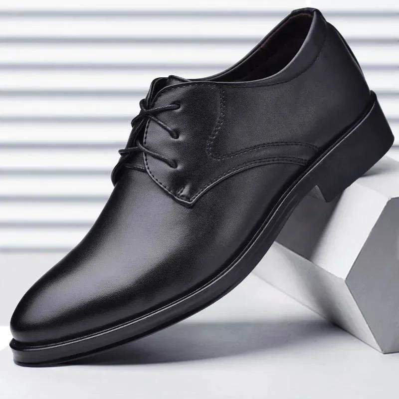 Fashion Spring Men's Leather Shoes Business Formal Shoes Autumn Lace-up All-match Casual Shoes Male Work Office Oxfords Zapatos Hombre