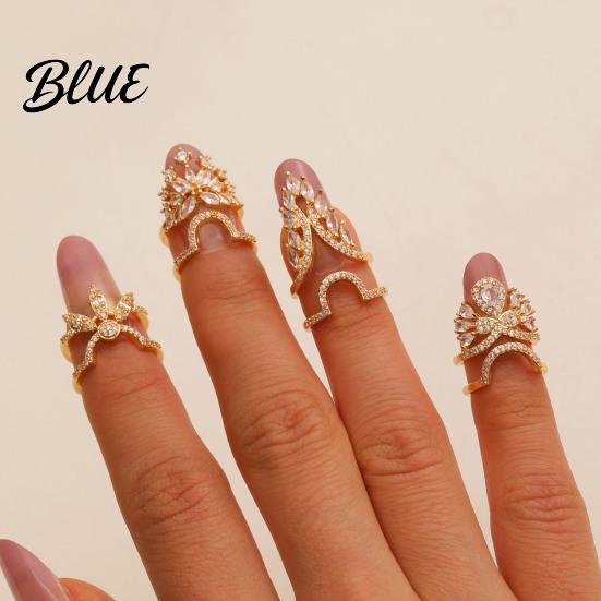 Luxury Nail Jewelry Ring 3D Butterfly Flower Wing Design Detachable