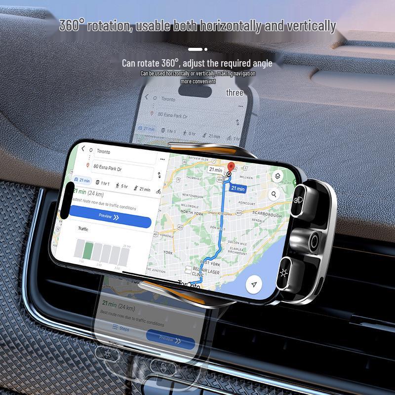 66W Wireless Fast Charging Car Phone Holder and Navigation Mount