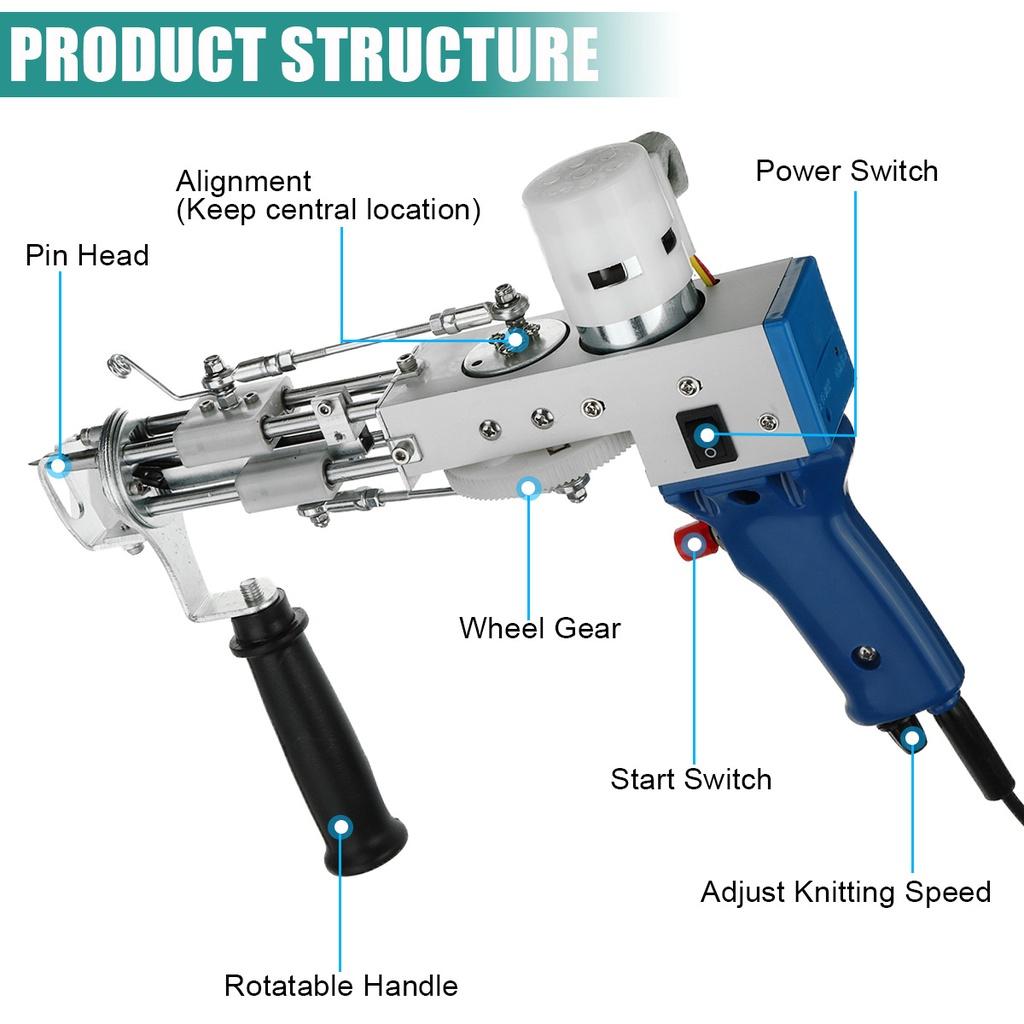 Electric Carpet Tufting Guns Loop Pile Cut Pile Carpet Weaving Flocking Machines Free Shipping DIY Hand Tools 2-in -1