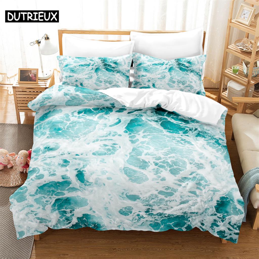 3PCS Stormy sea Bedding Sets Home Bedclothes Super King Cover Pillowcase Comforter Textiles Bedding Set