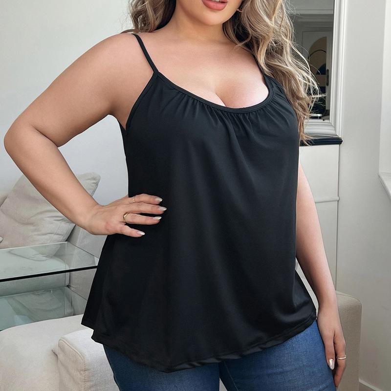 Top Regata Modal Feminino Plus Size Franzido com Bojo – Camisola Base Sem Fio