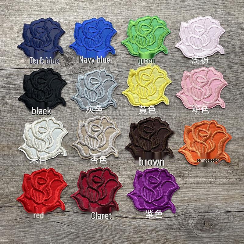 Self-Adhesive Rose Embroidery Patch for Mending, Repairing, Décor, and Versatile Applications.