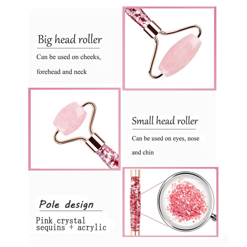 Natural Jade Roller Gua Sha Set Rose Quartz Obsidian Amethyst Jade Massager Gouache Scraper For Facial Lifting Skin Care Tools
