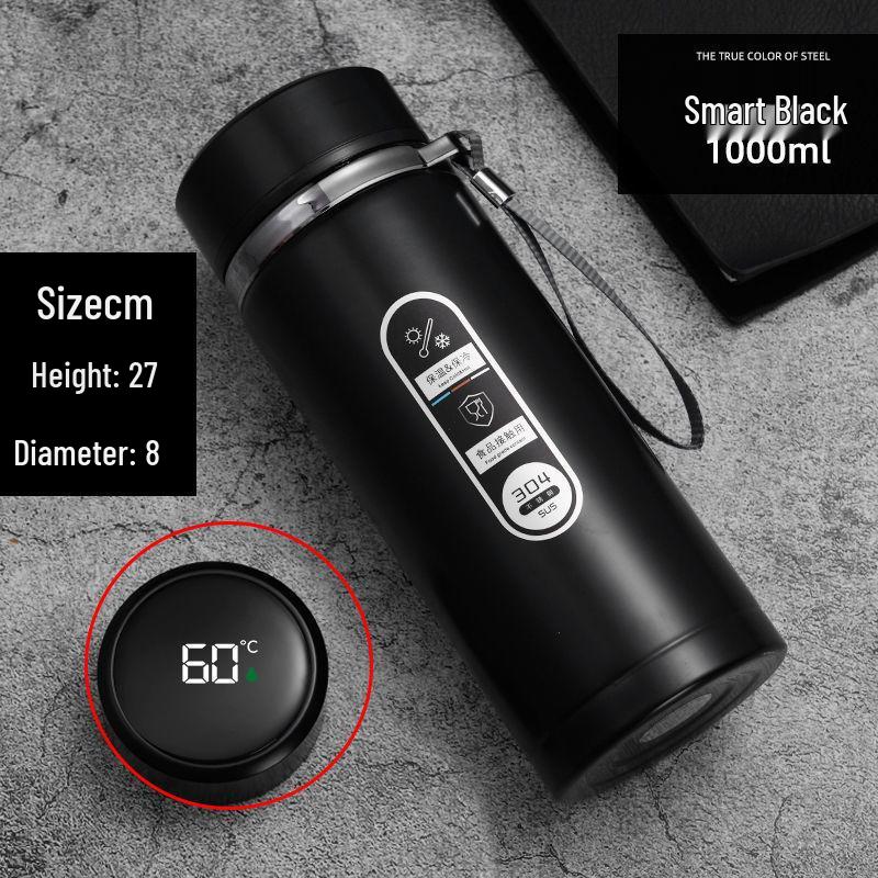 304 Stainless Steel Large-Capacity Insulated Water Cup with Smart Temperature Display and Handle