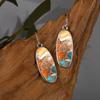 Turquoise Pattern Drop-shaped Earrings and Ear Hooks Bohemian Style Ladies Couple Jewelry