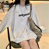 Ladies Letter Print Oversize Loose Pullover Hoodie Women's Autumn Winter Long Sleeved Student Casual Sweatshirt Top