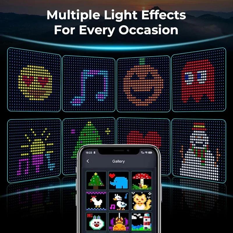 Smart RGB Curtain Lights Bluetooth App DIY Control LED String Waterproof Fairy Light USB Plug Text Pattern Party Room Decor
