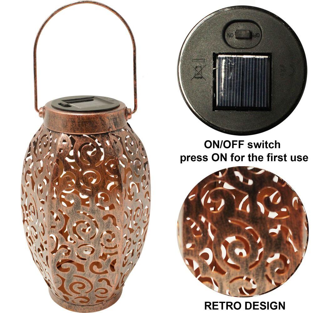 Retro Solar Hanging Lantern with Handle Atmosphere Lamp Lawn Decoration Led Solar Light Courtyard