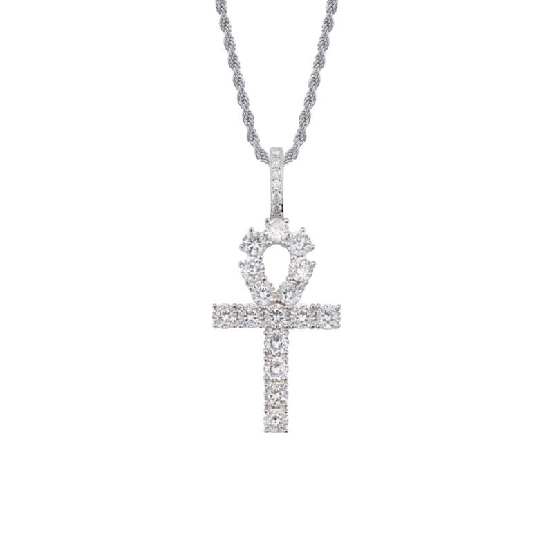 Sterling Silver Hip Hop Crucifix Pendant Necklace Jewelry With Full Cubic Zirconia Stones Accent For Men And Women