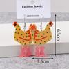 Funny High Heels Hen Dots Acrylic Drop Earrings for Women Girl Cartoon Graffiti Printing Chicken Dangle Earrings Fashion Jewelry