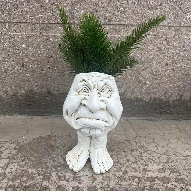 1pc Funny Face Resin Flower Pot, Suitable for Outdoor Courtyard Garden Terrace Decoration