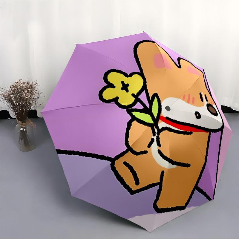 1pc Flower Cartoon Adventure Auto Open/close, 8-Rib Iron Frame, Compact Folding Cute Umbrella All-Season Portable Umbrella for Travel0104008