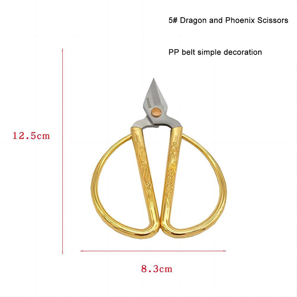 Stainless Steel Dragon and Phoenix Scissors Household Alloy Gold Scissors Ribbon-cutting Wedding Supplies Chinese Folk Custom