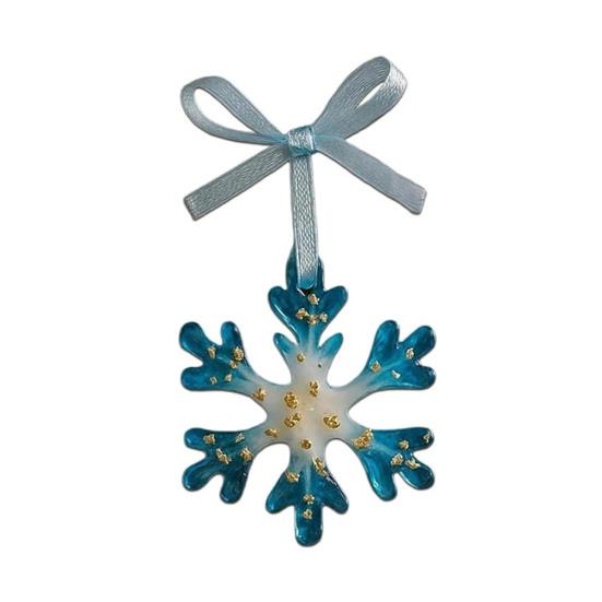 Ručně vyráběné pryskyřičné vánoční ozdoby Modré a zlaté sobí vločky Ozdoba na vánoční stromek s poutky Vintage sváteční suvenýr