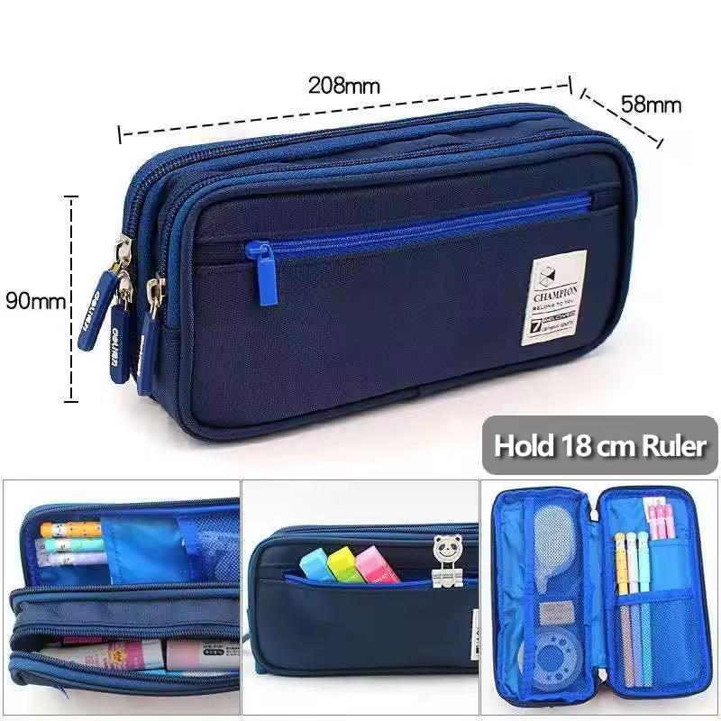 Double-Layered Pencil Case Large Capacity Pen Pouch Multiple Zipper Layers Pencil Box Student School Supplies