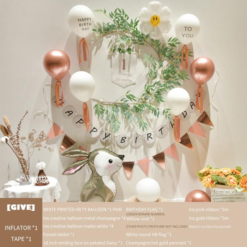Baby'S 1St Birthday Decorates Ins Fengsen Net Red Balloon Decoration Background Wall Scene Decorates Party Supplies