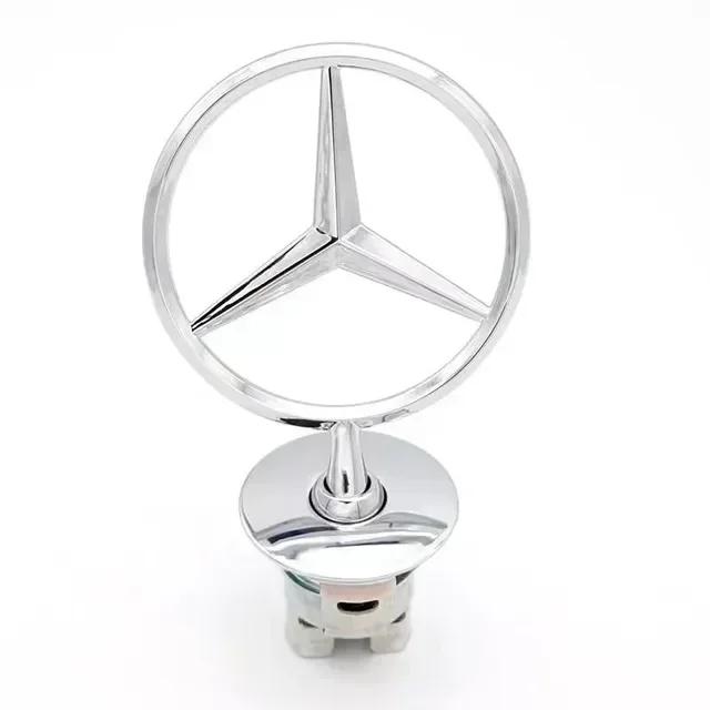 MOFL8 3D Metal Blue Chrome Star Bonnet Hood Logo Emblem Badge For Mercedes Benz W203 W204 W205 W210 W211 W212 W213 W214 W220 W221 W222