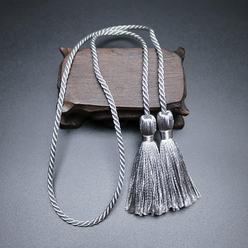 

1 шт. Двусторонняя кисточная отделка для штор - Элегантная серебристая полиэстеровая бахрома для штор, свадеб, праздничного декора Отделка для штор, декор бахромой