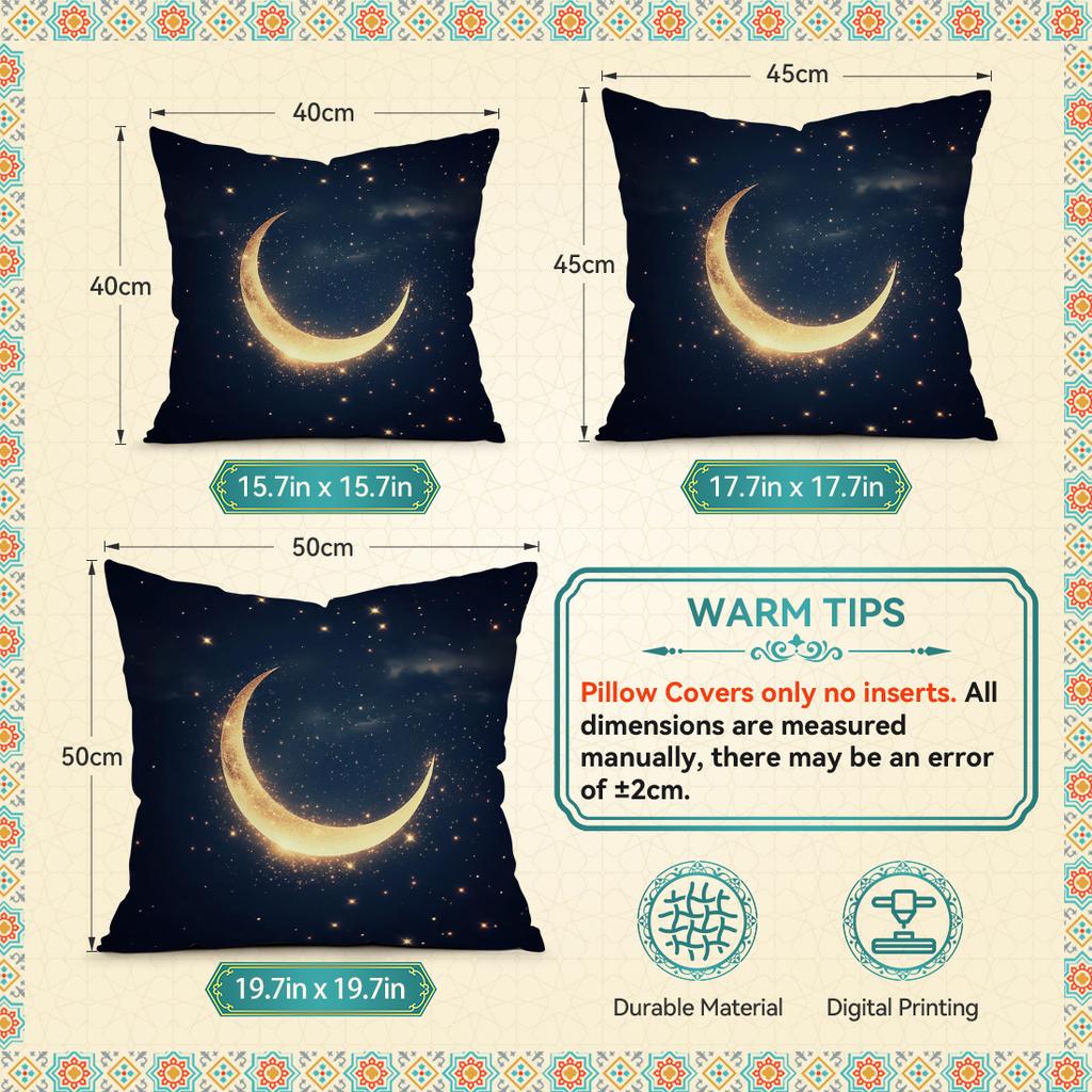 Ramadan New Moon Lantern Pillowcase Printed Polyester 40/45/50Cm Throw Pillowcover Decorative Sofa Cushion Pillowslip Home Decor