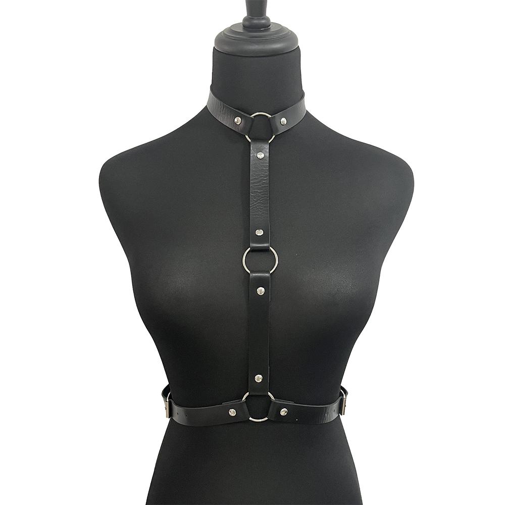 3Pcs Women'S Fashion Black Leather Straps Adjustable Sexy Adult Sex Accessories Punk Festival Party Accessories