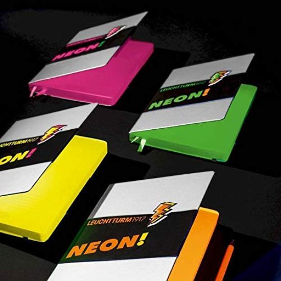 Leuchtturm A5 Notebook with Dotted Neon Officially Imported Grid, Green, 361390,