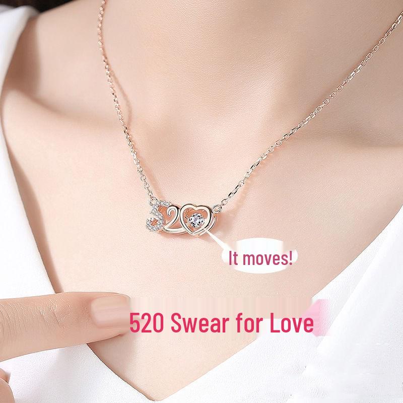 520 Beating Heart Necklace Pendant for Women - Valentine s Day Gift белого золота