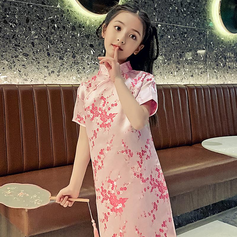 Fashion Children's Cheongsam Modern Girls Dresses Summer Baby Party Qipao Princess Clothing Chinese Style Girl Dress Vestidos