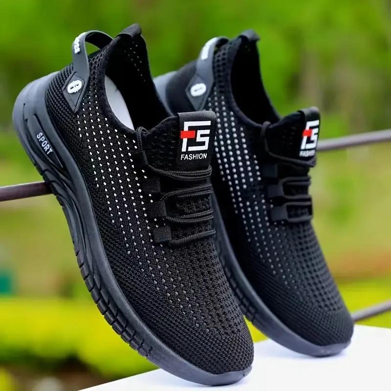 

Мужские дышащие вязаные кроссовки для бега - Удобные слипоны с резиновой подошвой для пеших прогулок, повседневной и уличной носки 43