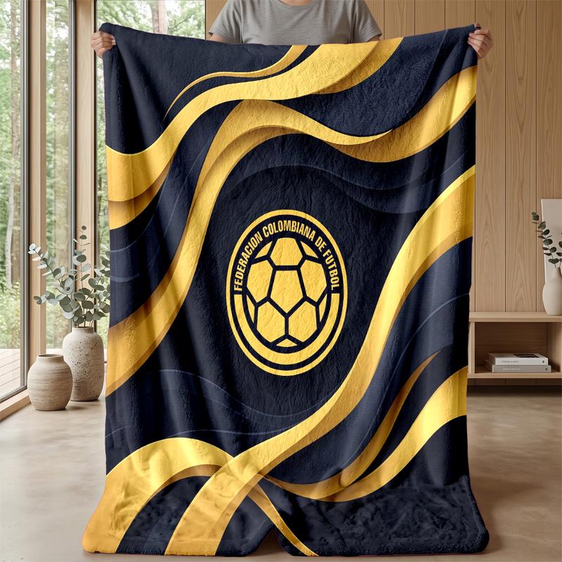 Colombia Football Printed Flannel Blanket Skin Friendly Warm Decorative Throw for Indoor Couch Bed Daily Use